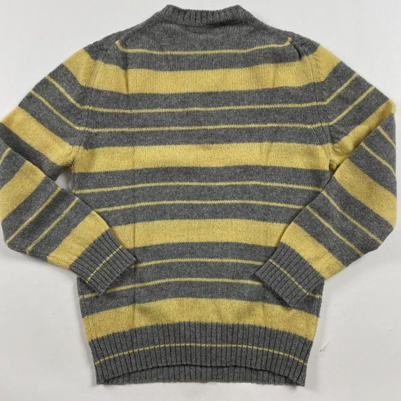 Vintage Izod Lacoste Striped Wool Sweater Women's Medium Gray Yellow - Picture 5 of 9